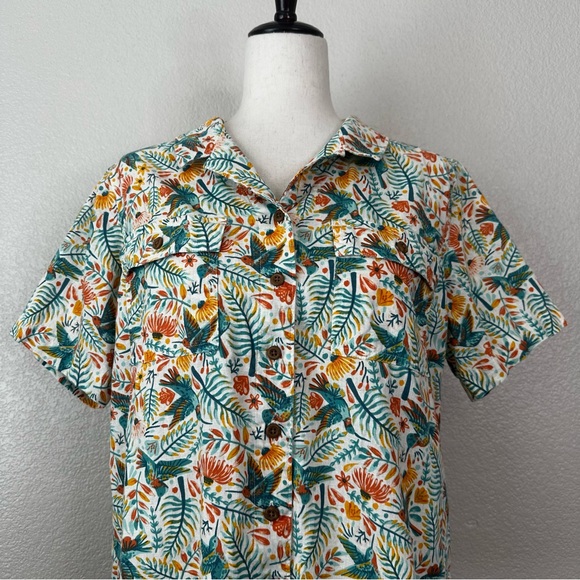 Duluth Trading Organic Cotton Blend Floral Button Down Women’s Shirt, Sz Medium - Picture 2 of 12